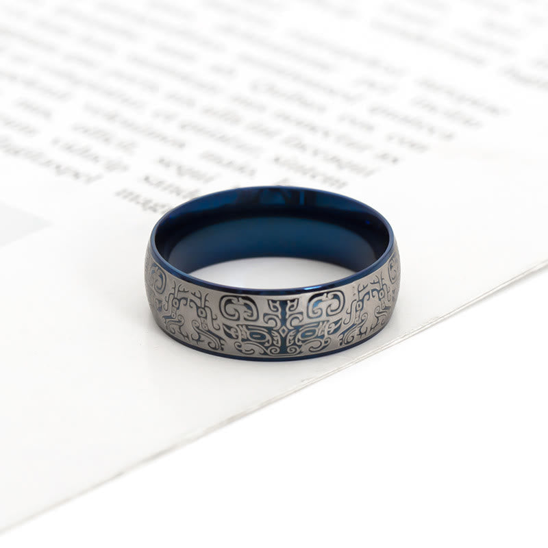 Anello in acciaio al titanio Buddha Stones, creatura mitologica fortunata Taotie