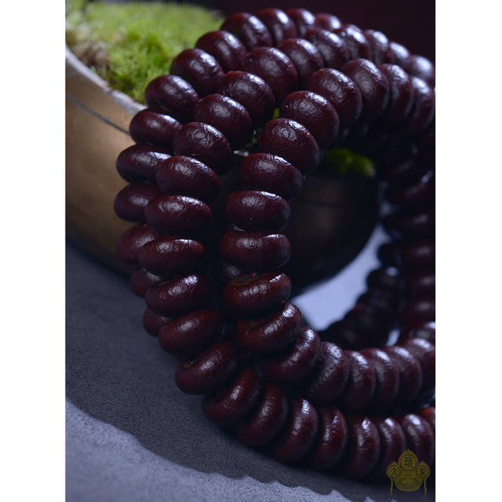 Buddha Stones Tibet naturale 108 Mala Beads Purple Bodhi Seed Bracciale della ricchezza