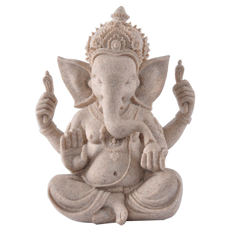 Buddha Stones Ganesh Ganpati Statua Elefante Ricchezza Benedizione Decorazione Casa - image 4