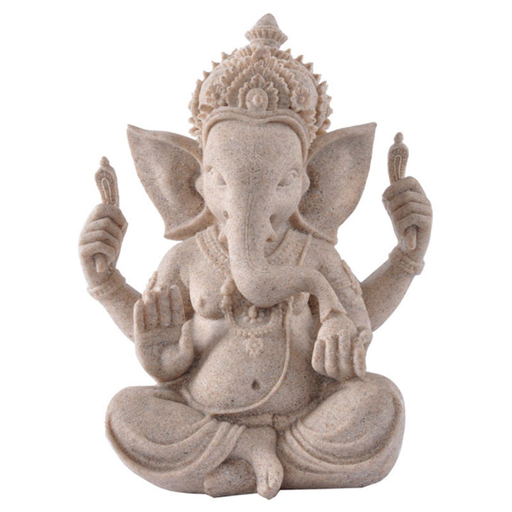 Buddha Stones Ganesh Ganpati Statua Elefante Ricchezza Benedizione Decorazione Casa - image 4