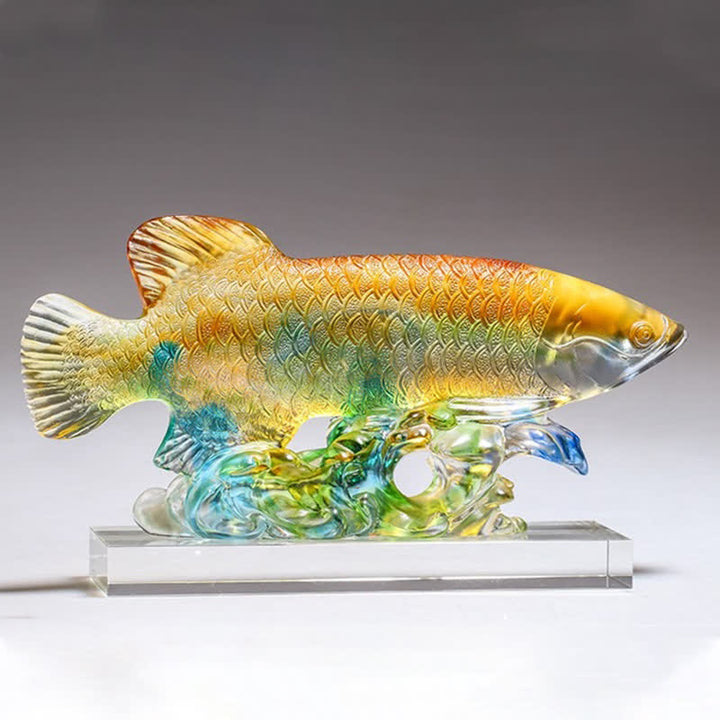 Pezzo d'arte fatto a mano in cristallo Liuli Koi Fish, decorazione per ufficio e casa - image 5