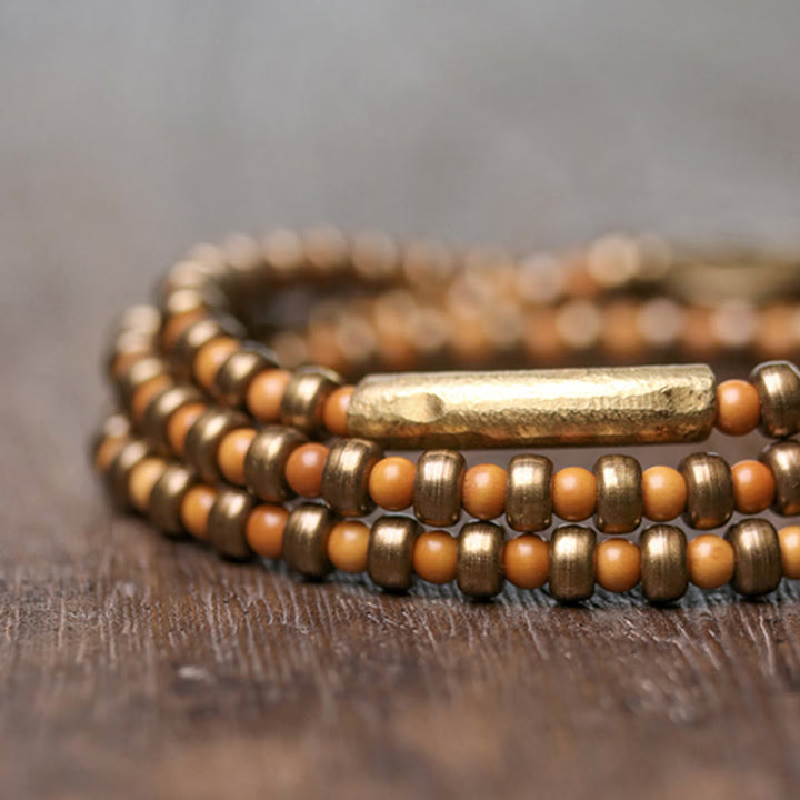 Bracciale Buddha Stones Retro Olive Pit Rame Ricchezza