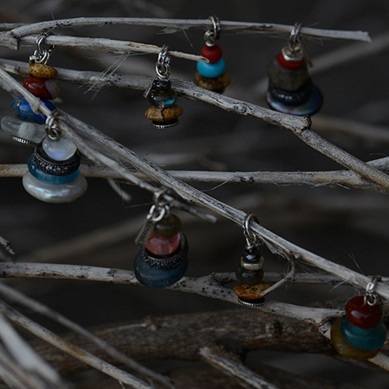 Collana con ciondolo calmante in labradorite con vari cristalli e Buddha Stones Zen Cairn - image 8