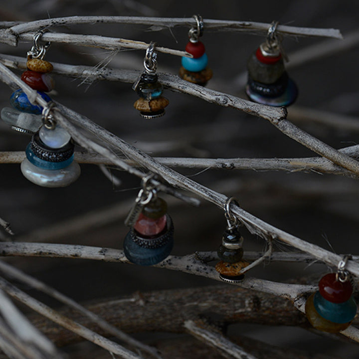 Collana con ciondolo calmante in labradorite con vari cristalli e Buddha Stones Zen Cairn - image 8