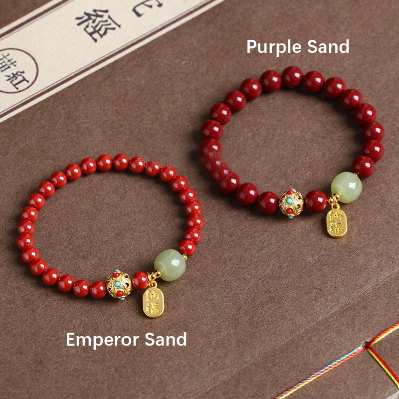 Braccialetto con ciondolo di protezione della fortuna in avventurina verde cinabro Buddha Stones