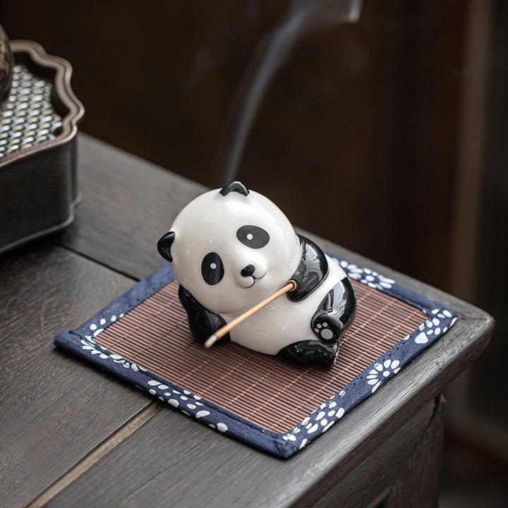 Decorazione per bruciatore di incenso in ceramica con gatto e panda, per benedizione - Porta incenso a forma di panda - image 17