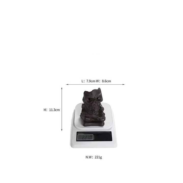 Buddha Stones Halloween Teschio Testa Viola Argilla Guarigione Bruciatore di Incenso Decorazione