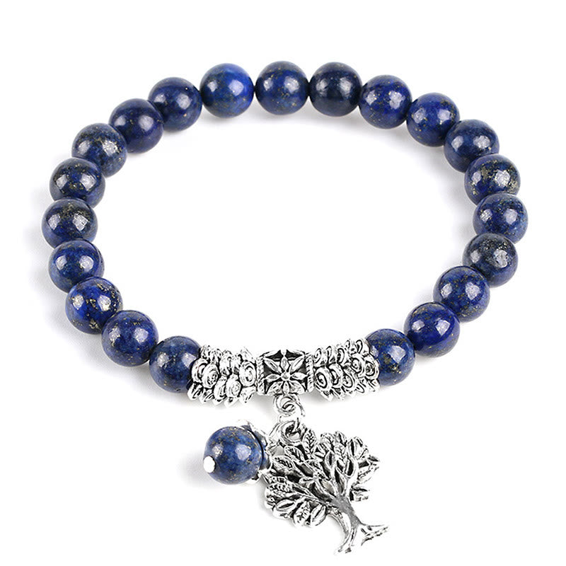 Braccialetto elastico portafortuna con albero della vita in pietra preziosa naturale Buddha Stones