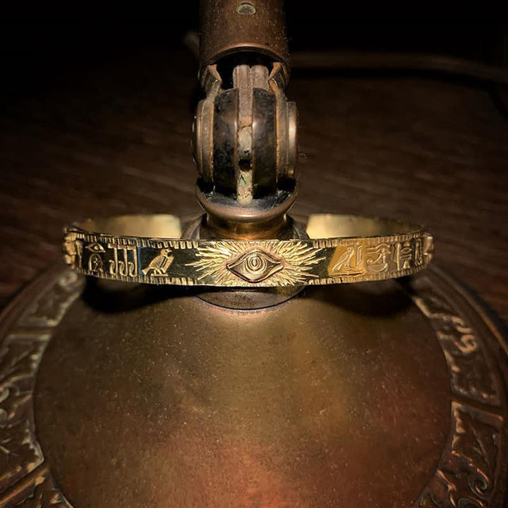 Bracciale rigido in rame con protezione dell'occhio di Horus Buddha Stones