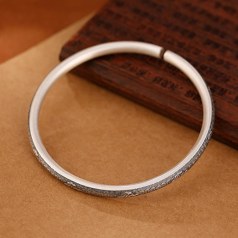 Braccialetto portafortuna vintage in argento sterling 999 con nuvole di buon auspicio, motivo Buddha Stones - image 4