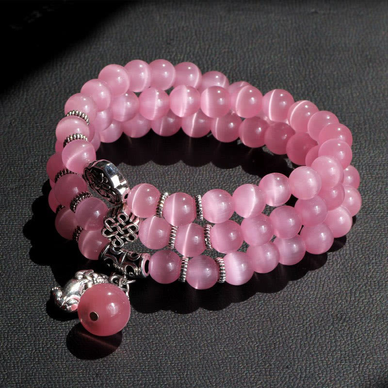 Braccialetto triplo avvolgente con supporto PiXiu Cat Eye Buddha Stones