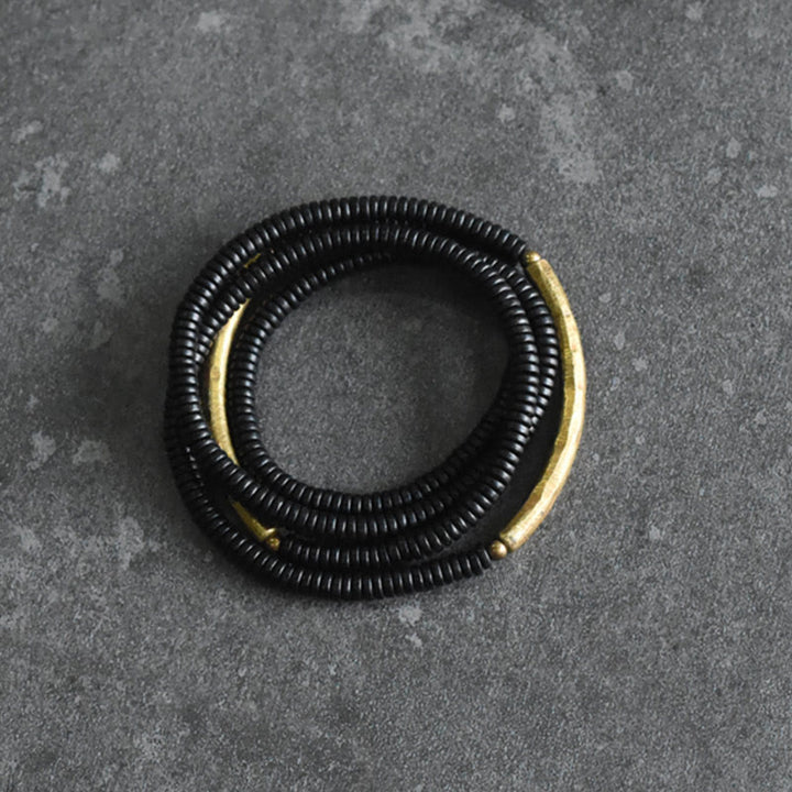 Bracciale multistrato in ottone, rame e legno di ebano Buddha Stones - image 5