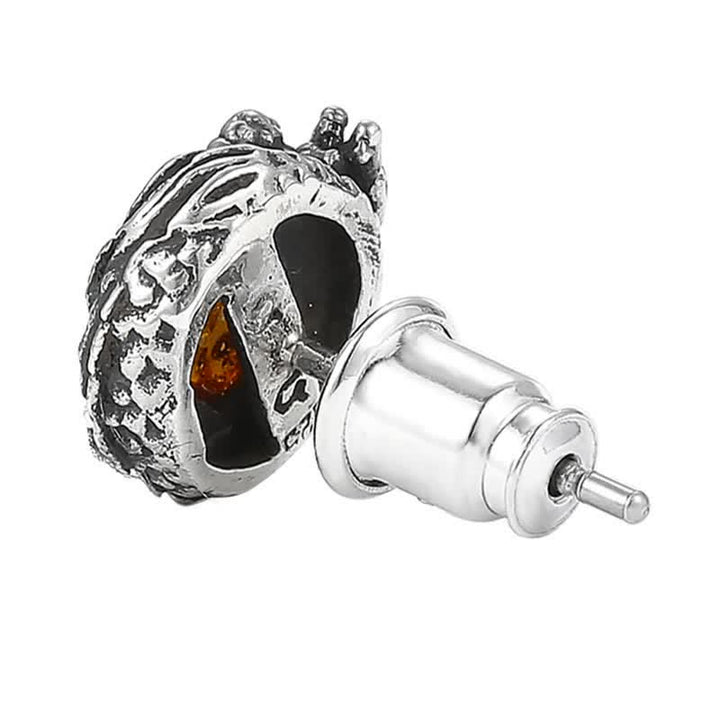 Orecchino a perno Buddha Stones 925 Sterling Silver Ambra naturale Drago Protezione Successo - image 8