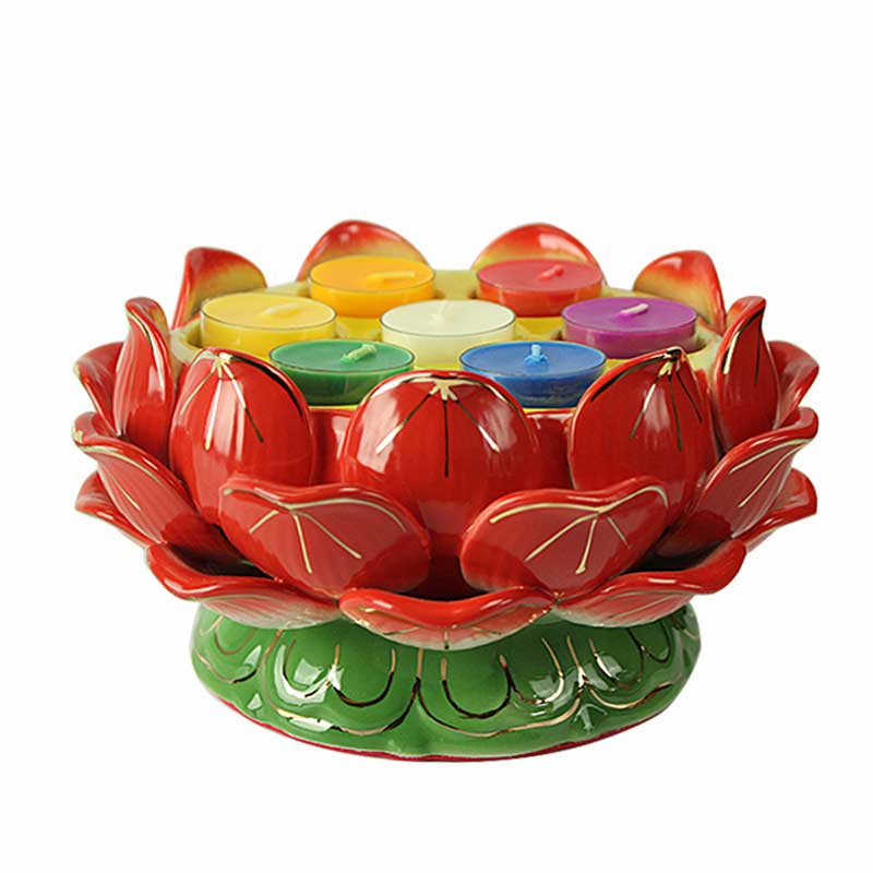 Buddha Stones Meditazione Preghiera Altare Fiore di Loto Portacandele Tempio Buddista Rituali Usa Articoli - image 8