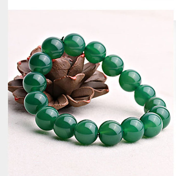 Braccialetto di supporto in agata verde naturale Buddha Stones