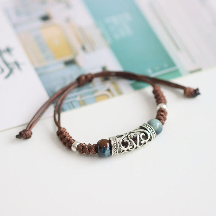 Braccialetto di perline di ceramica tibetana Wealth String
