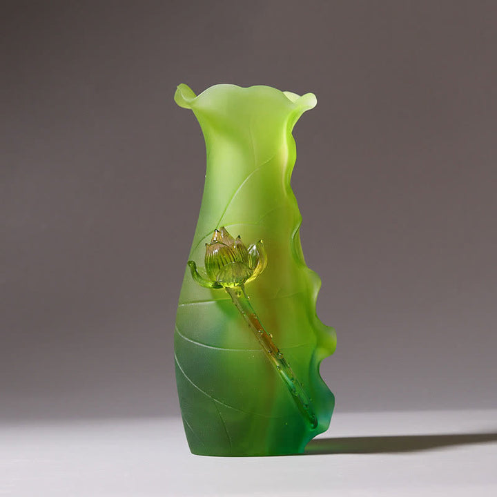 Feng Shui Lotus fatto a mano Liuli Crystal Art Piece Home Office Offerta Decorazione - image 12