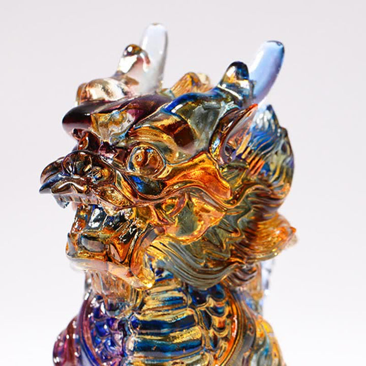 Feng Shui Kirin Fatto a mano Liuli Cristallo Arte Pezzo Fortuna Casa Ufficio Decorazione - image 7