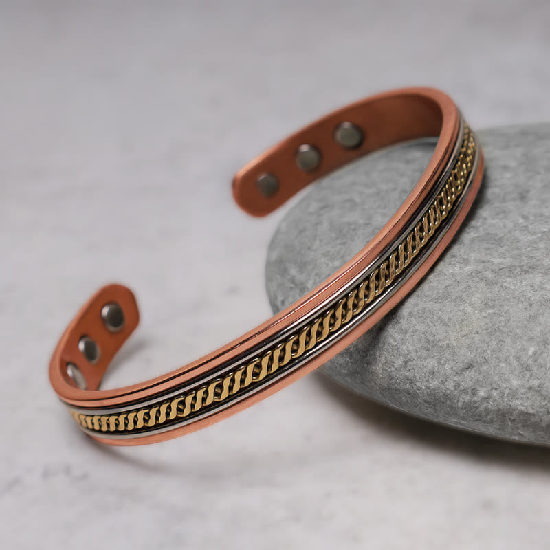 Braccialetto regolabile con polsino magnetico in rame Buddha Stones