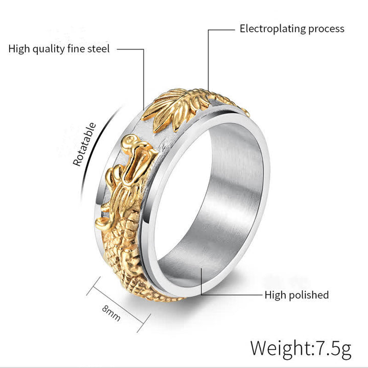 Anello girevole di stimolazione in acciaio al titanio con Buddha Stones drago - image 14