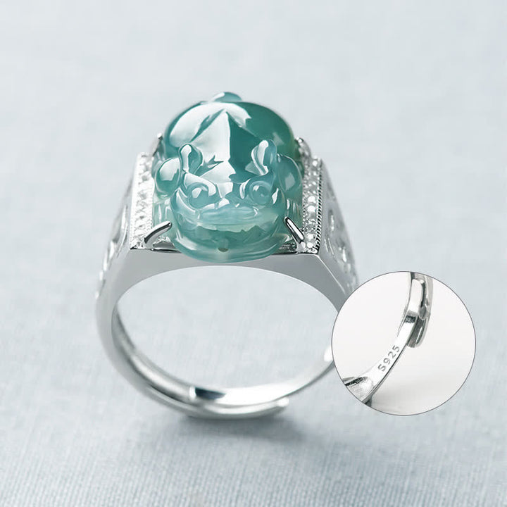 Anello di fortuna in argento sterling 925 Buddha Stones, Fengshui, ricchezza, prosperità, giada PiXiu - image 14