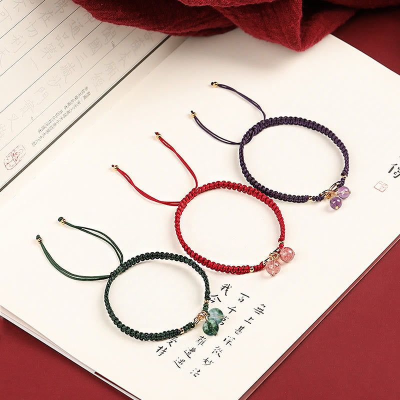 Braccialetto positivo con perline fantasma verde ametista e quarzo fragola naturale Buddha Stones