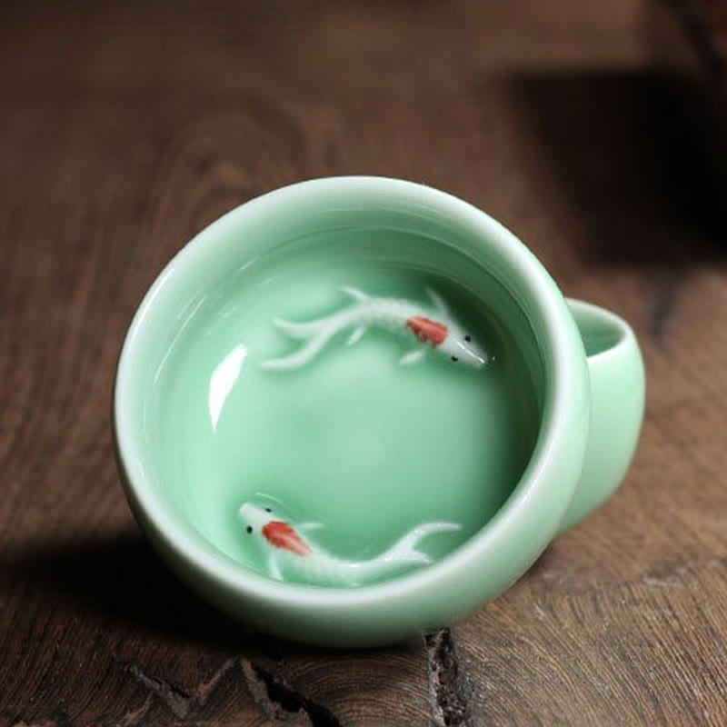Buddha Stones Koi Fish colorato Tazza da tè in ceramica Kung Fu Tazza da tè Ciotola - image 20