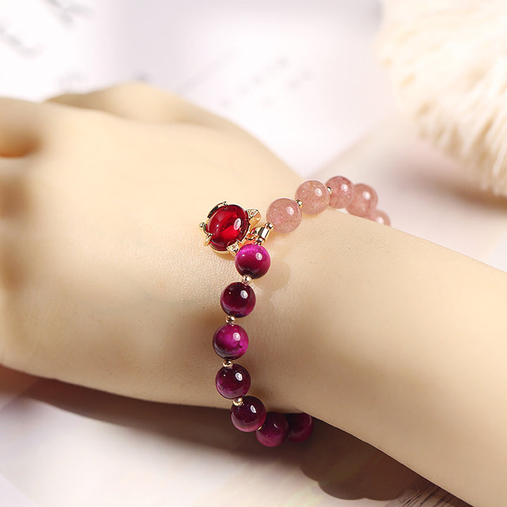 Braccialetto Buddha Stones Natural Strawberry Quartz Pixiu Love