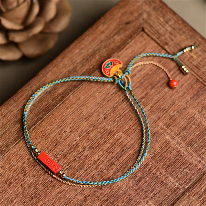 Braccialetto a doppio strato intrecciato con treccia di benedizione Buddha Stones Cinnabar fatto a mano come si desidera