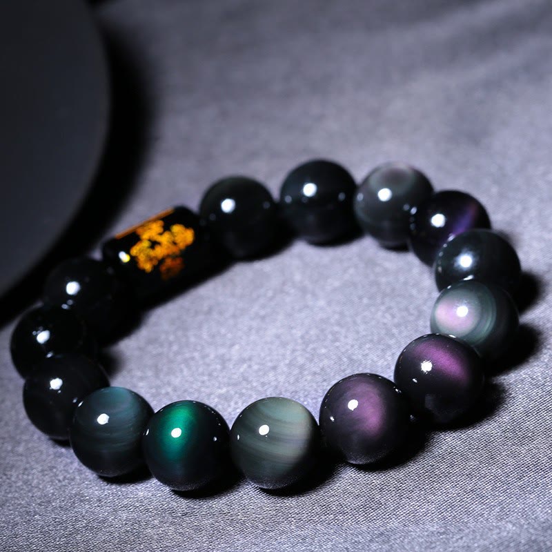 Bracciale Buddha Stones Natural Rainbow Obsidian Positive Transformation