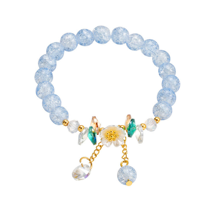 Braccialetto di perline di vetro con ciondolo a forma di fiore con design semplice Buddha Stones