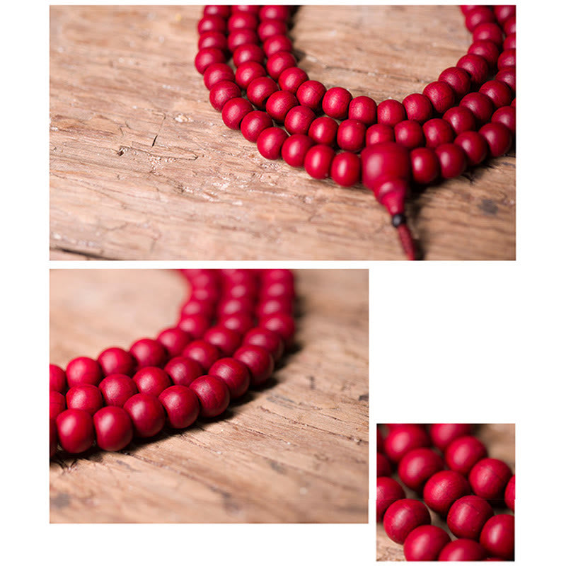 Buddha Stones 108 Mala Beads Natural Abelia Biflora Braccialetto di protezione in legno