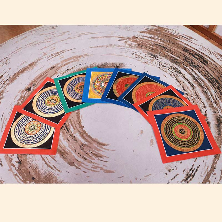 Dipinto Thangka tibetano fatto a mano, benedizione Thangka, scatola cieca, motivo a colori casuali