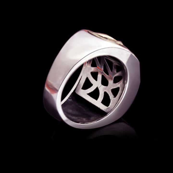 Anello regolabile con protezione intagliata in argento sterling 925 con design sanscrito Buddha Stones - image 17