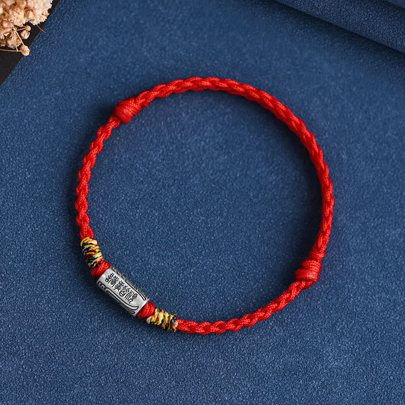 Buddha Stones Bracciale Cavigliera in Argento Sterling 925 Fatto a Mano Tutto Va Bene Design Protezione Forza - Cavigliera (circonferenza 18-30 cm) - Corda rossa - image 21