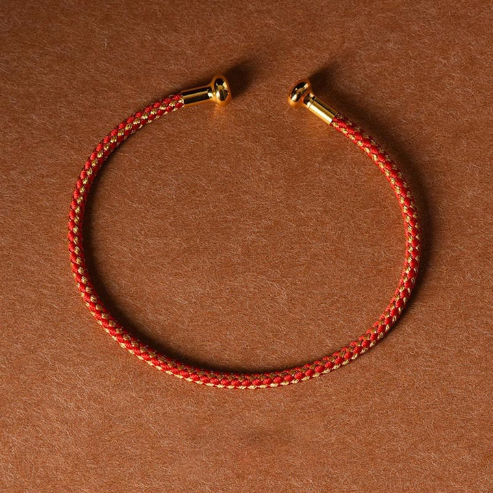 Braccialetto con polsino in corda intrecciata con design semplice fatto a mano Buddha Stones - Rosso Beige - image 29