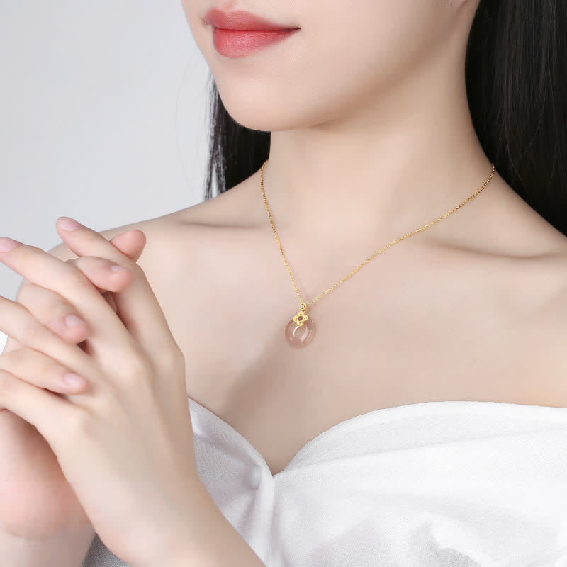 Collana pendente con Buddha Stones positivo in argento sterling 925 con moneta in calcedonio e fibbia per la pace - image 2