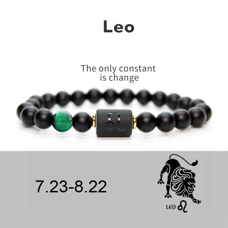 Buddha Stones 12 Costellazioni dello Zodiaco Bracciale Regolabile in Onice Nero