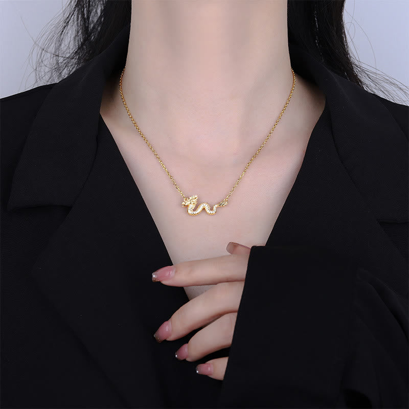 Buddha Stones con ciondolo a forma di catena con drago dorato di buon auspicio, in argento sterling 925, anno del drago - image 3