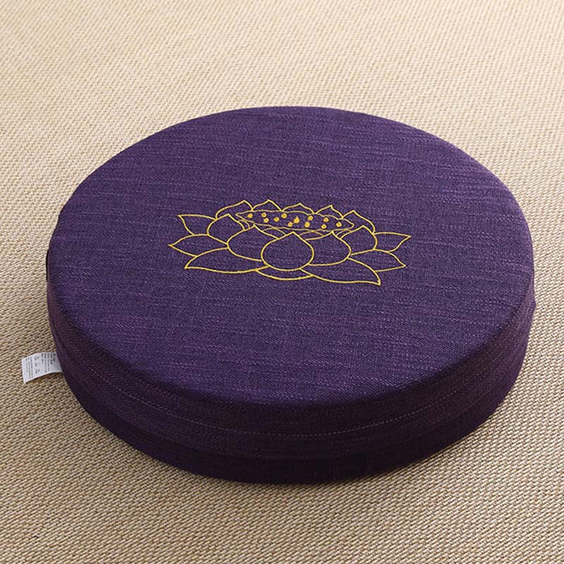 Cuscino per seduta da meditazione in cotone e lino con ricamo di loto Buddha Stones
