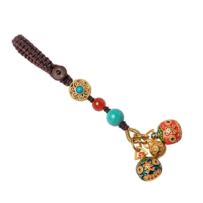 Buddha Stones Oro Ingoiare Bestia Famiglia Fortuna Portachiavi Auto Telefono Appeso Decorazione