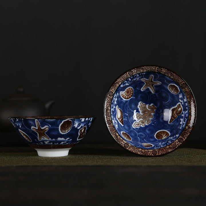 Buddha Stones Fiori Fu Carattere Montagne Loto Fiori di ciliegio Tazza da tè in ceramica Tazza da tè Kung Fu