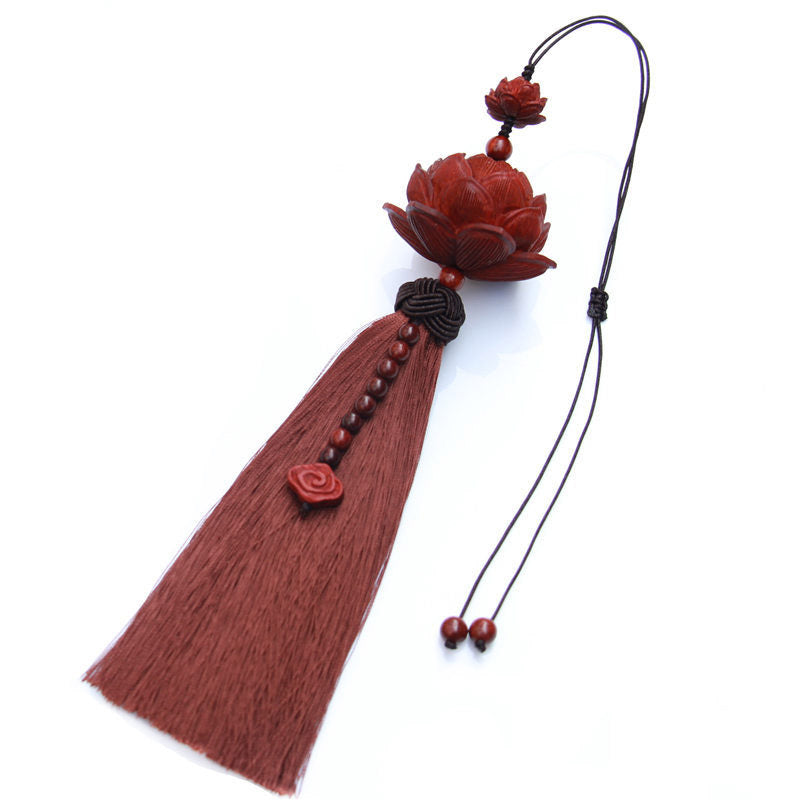 Buddha Stones Tibetano Piccola Foglia Sandalo Rosso Loto Fortuna Protezione Nappa Decorazione - image 14