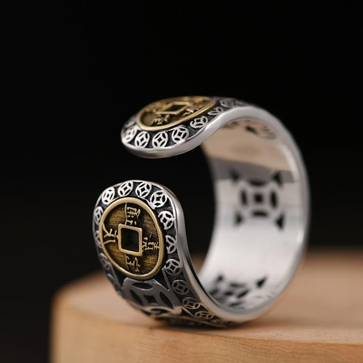 Anello regolabile con equilibrio di cinque monete dell'imperatore Buddha Stones - image 4