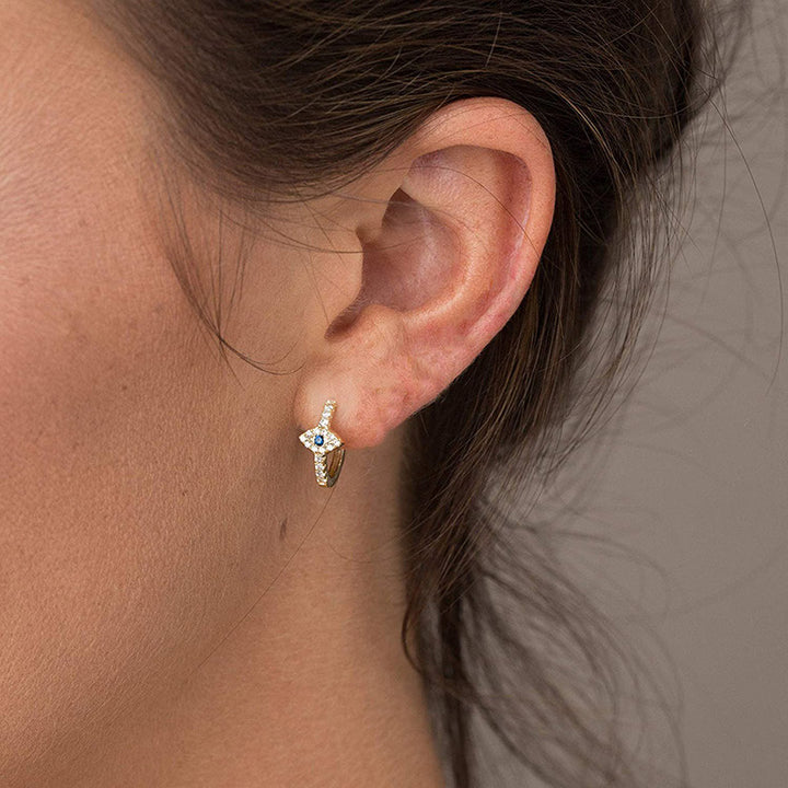 Orecchini a bottone con simbolo dell'occhio malvagio in argento sterling 925 con Buddha Stones e benedizione - image 3