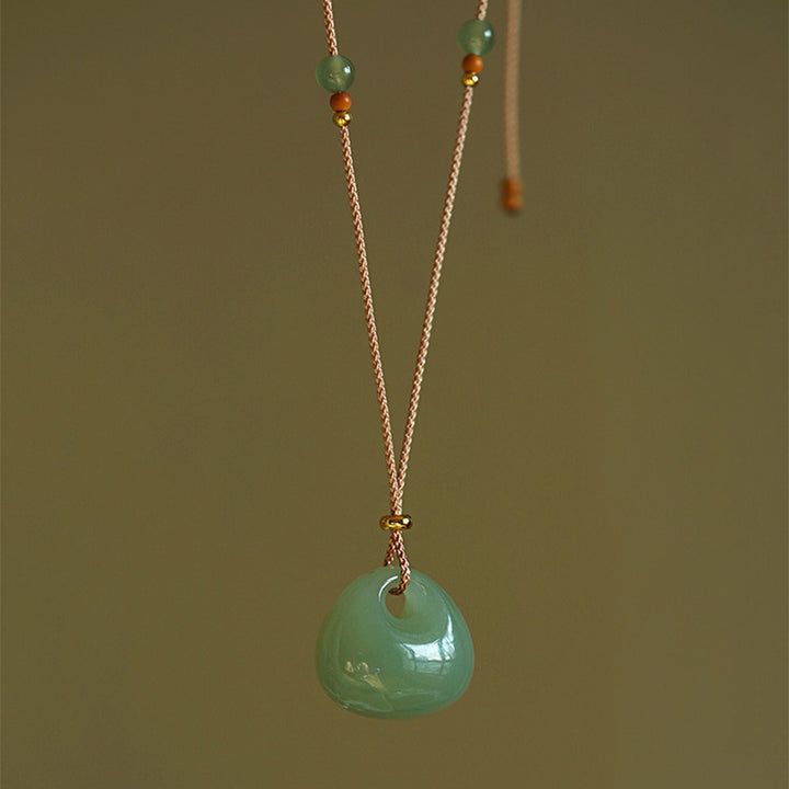 Collana con ciondolo portafortuna e prosperità in giada naturale Buddha Stones. - image 14