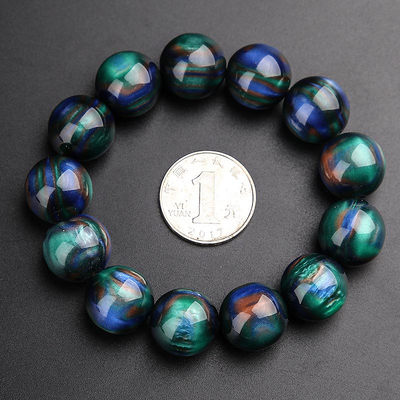 Buddha Stones Colorato Sea Willow Mala Braccialetto Anello Positivo - 18 millimetri - image 5