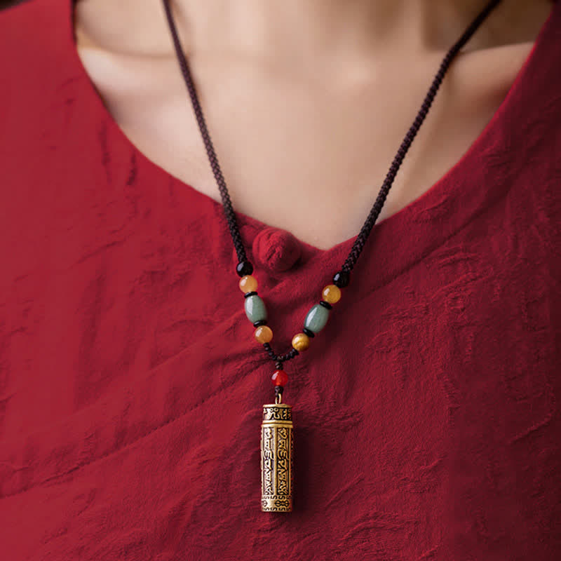 Buddhastoneshop Tibet Om Mani Padme Hum Agata Shurangama Sutra Collana con pendente di protezione - image 5