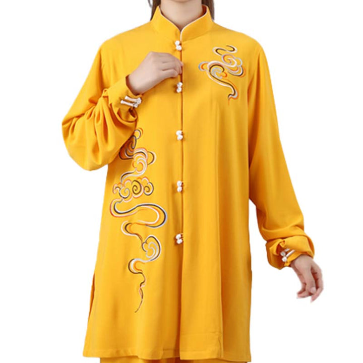 Buddha Stones Nuvole di buon auspicio Ricamo Meditazione Preghiera Spirituale Zen Tai Chi Qigong Pratica Set di abbigliamento unisex - image 16