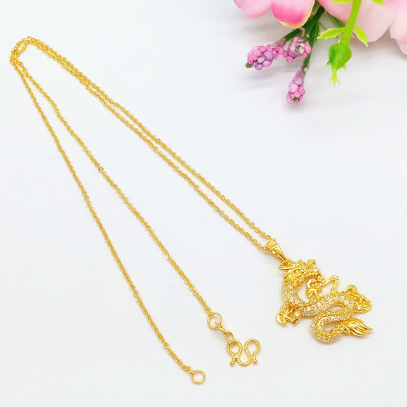 Collana con ciondolo di protezione del drago d'oro Buddha Stones - image 4